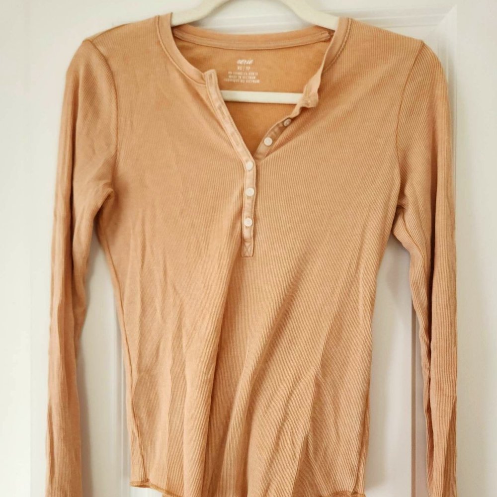 Aerie Long Sleeve Super Soft Women's Henley Top